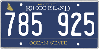 RI license plate 785925