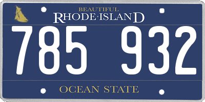 RI license plate 785932