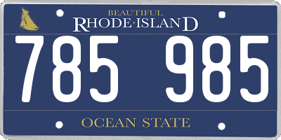 RI license plate 785985