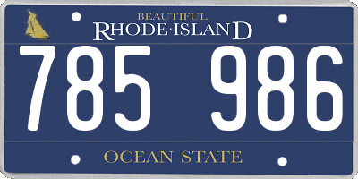 RI license plate 785986