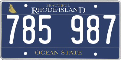 RI license plate 785987