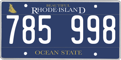 RI license plate 785998