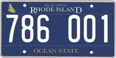 RI license plate 786001