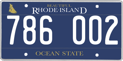 RI license plate 786002