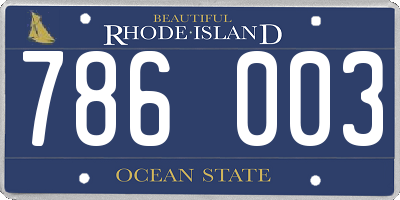 RI license plate 786003