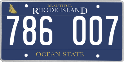 RI license plate 786007