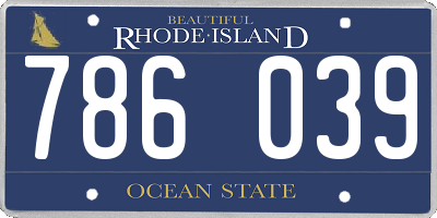 RI license plate 786039