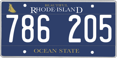 RI license plate 786205