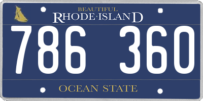 RI license plate 786360