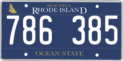 RI license plate 786385
