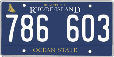 RI license plate 786603