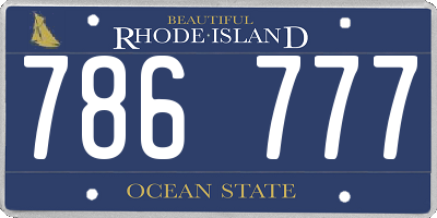 RI license plate 786777
