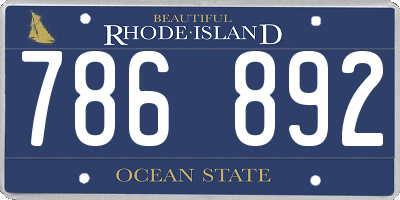 RI license plate 786892