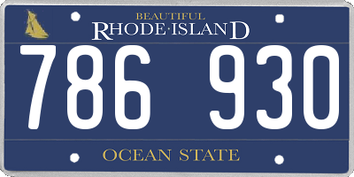 RI license plate 786930