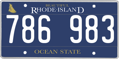 RI license plate 786983