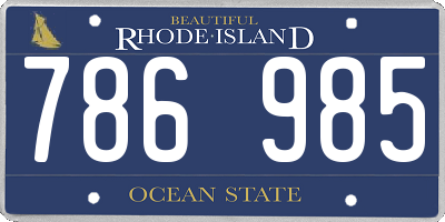 RI license plate 786985