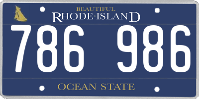 RI license plate 786986