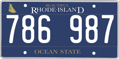 RI license plate 786987