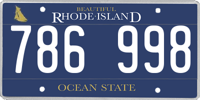 RI license plate 786998