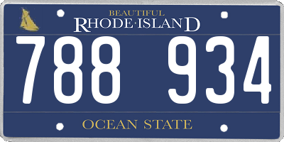 RI license plate 788934