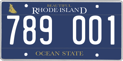 RI license plate 789001