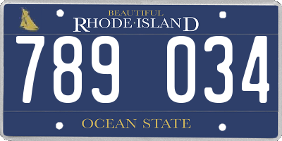 RI license plate 789034