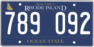 RI license plate 789092