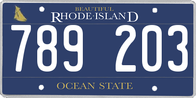 RI license plate 789203