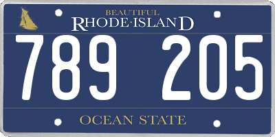 RI license plate 789205