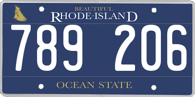 RI license plate 789206