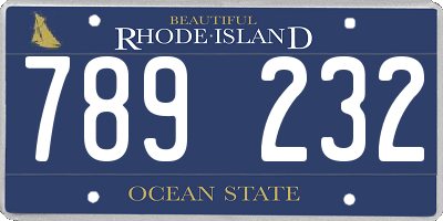 RI license plate 789232