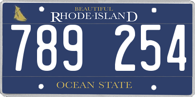 RI license plate 789254