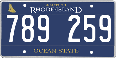 RI license plate 789259