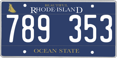 RI license plate 789353