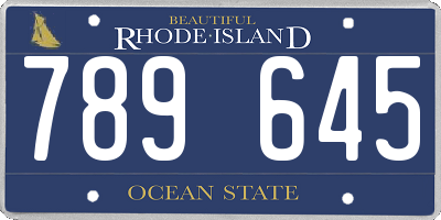 RI license plate 789645
