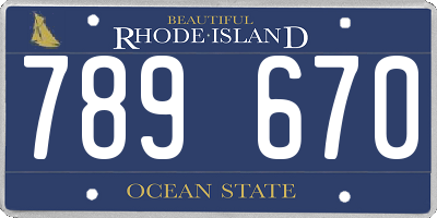 RI license plate 789670