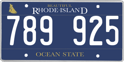 RI license plate 789925