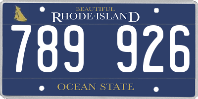 RI license plate 789926