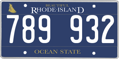 RI license plate 789932