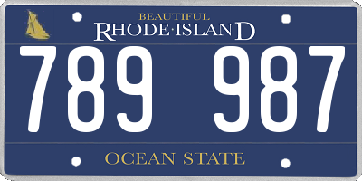 RI license plate 789987