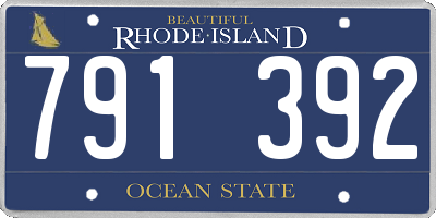 RI license plate 791392
