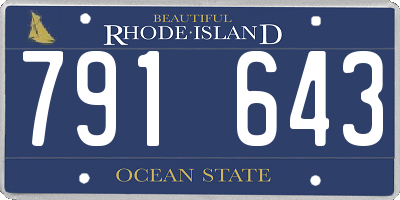 RI license plate 791643