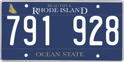 RI license plate 791928