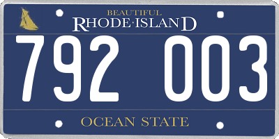 RI license plate 792003
