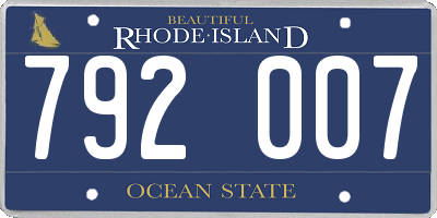 RI license plate 792007