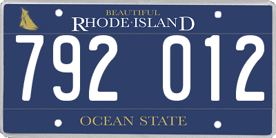 RI license plate 792012