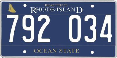 RI license plate 792034