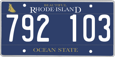 RI license plate 792103