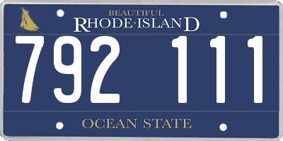RI license plate 792111