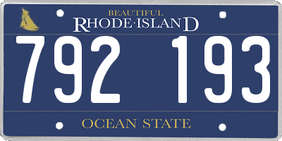 RI license plate 792193